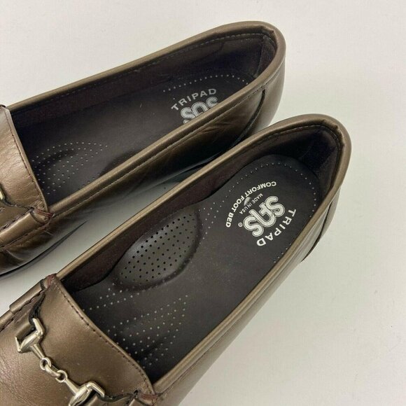 SAS Metro Women's 8.5 N Leather Slip-On Moc Shoes Loafers Comfort Bronze - Picture 8 of 9